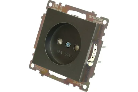 Розетка 1-м "Катрин" с защитной шторкой (механизм) б/з 250В 10А графит GLS10-7109-06 Stekker *1