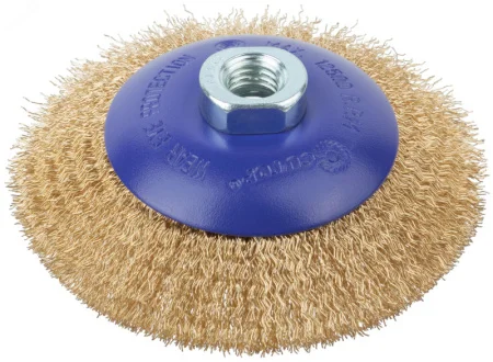 Щетка для УШМ М14 0,3х115мм латун. витая проволока, тарелка, блистер Cutop Profi 82-902 *1