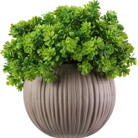 Кашпо д/цветов пласт. "Сфера Мини" 0,3л мокачино с декоративной зеленью КШ-0031 (La Decoro) *1