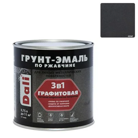 Грунт-эмаль по ржавчине графитовая DALI серый 0,75л