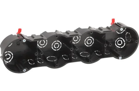 Коробка установочная KUP-4-70-45 черная 4х местная 283х70х45мм для полых стен саморезы пластиковые лапки IP30 Б0064951 (Эра) *1