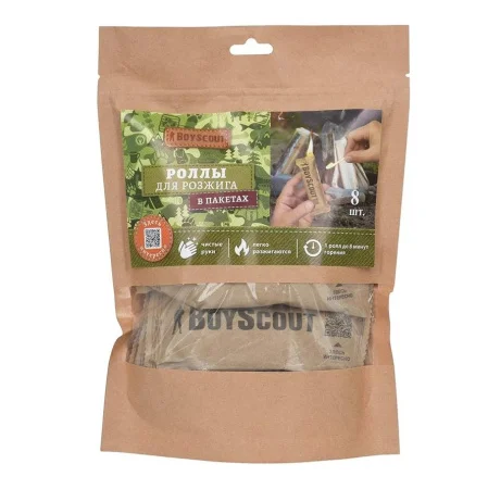 Роллы для розжига в инд. упаковке, 8шт в пакете дойпак Boyscout 61626  1 20