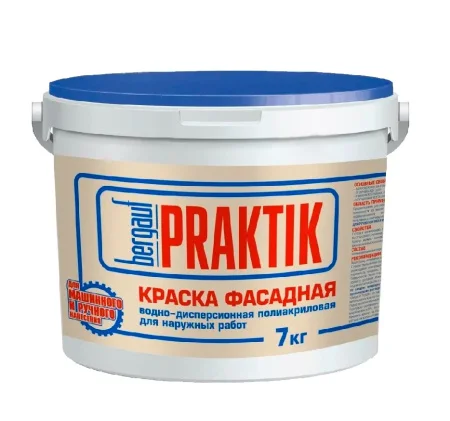 Краска ВД полиакриловая фасадная д наружных работ Praktik 7кг база А 68203 (Bergauf)