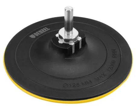 Насадка для дрели и УШМ под "липучку" 125мм твердая, с адаптером, посадочная гайка М14 на d8 Denzel 76254 *1