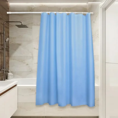 Штора для ванной полиэстер 180x180см голубая Сантис PV-204