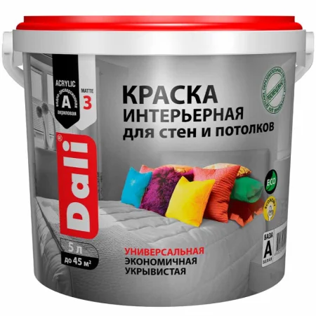 Краска ВД интерьерная для стен и потолков 5л ДАЛИ