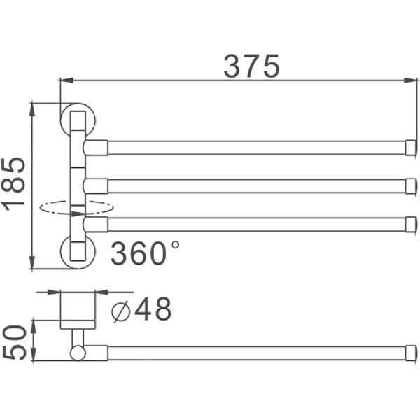 Полотенцедержатель 3 перекладины Haiba HB8713  34см черный