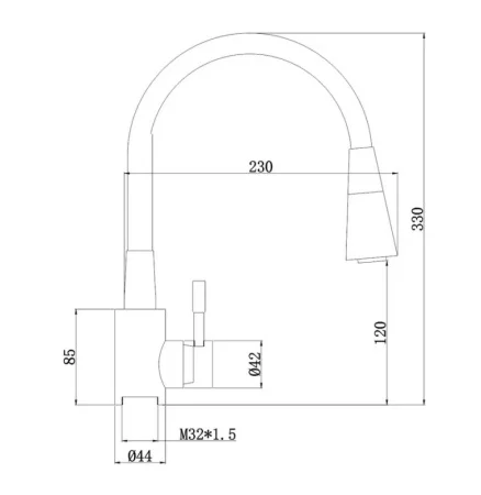 Смеситель для кухни одноручный с высоким силиконовым изливом Антей Мармелад 572576 черный