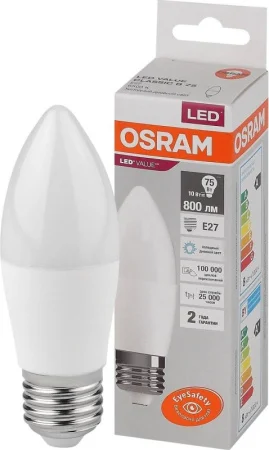 Лампа светодиодная LVCLB75 10SW/865 230V E27 10X1 RU OSRAM