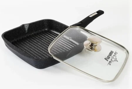 Сковорода-гриль Мечта 24х24см Гранит star квадратная со съемной ручкой  и стекл. крышкой с064803 *1