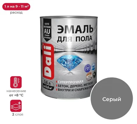 Эмаль для пола алкидно-уретановая DALI RAL7040 серый 0,8 л