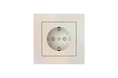 Розетка 1-м СП "AtlasDesign" 16А IP20 с заземл. защ. шторки в сборе жемчуж. SE ATN000444