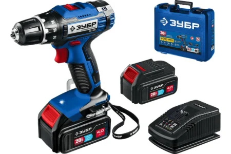 Дрель-шуруповерт аккум. Т7 20В, 50Нм, 2 АКБ (4Ач) кейс Зубр Профессионал DL-201-42 *1