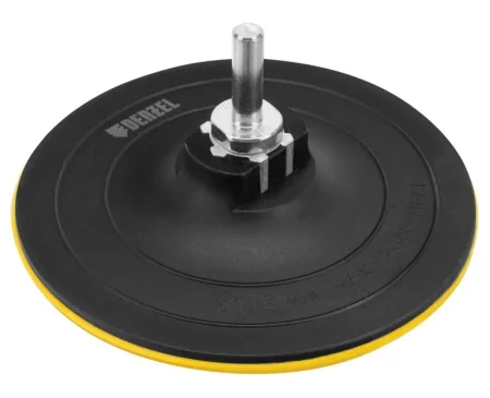 Насадка для дрели и УШМ под "липучку" 115мм твердая, с адаптером, посадочная гайка М14 на d8 Denzel 76253 *1