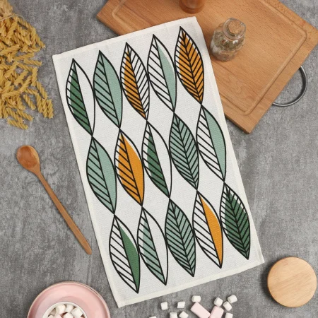 Полотенце Доляна "Листья" 28х46 см, 100% хл, вафля 160 г/м2 9485526