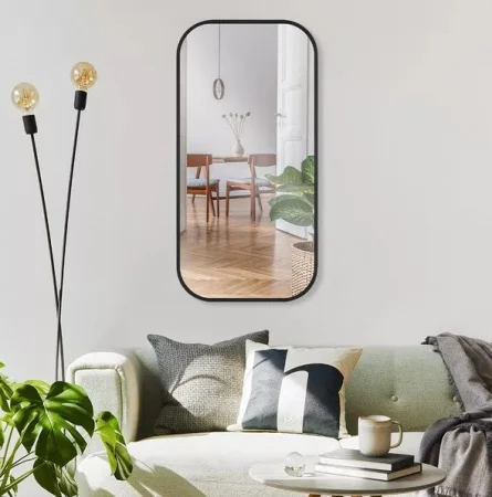 Зеркало интерьерное настенное с закругленными углами c окантовкой 80х40см черное 8042-Zm1 *1