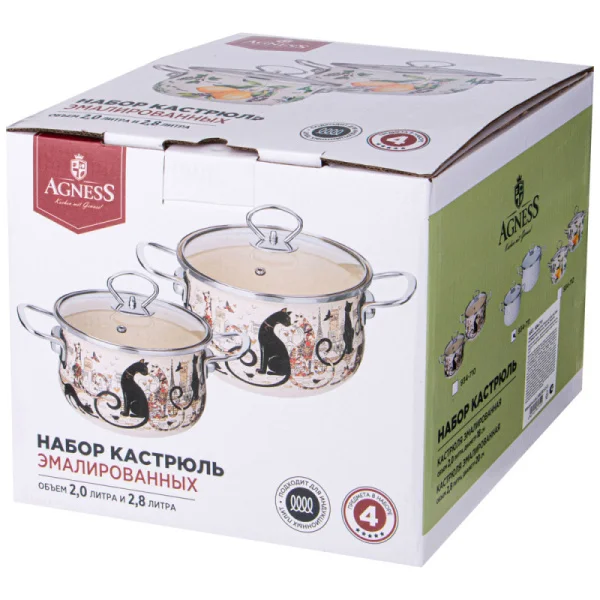 Набор Кастрюль Agness Эмалированных Серия 