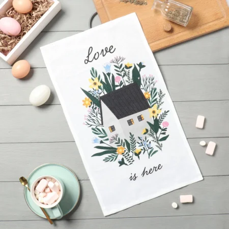 Полотенце кух. Доляна "Love is here" 28х46 см, рогожка, 100% хл, 160г/м2 10202621