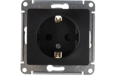 Розетка 1-м СП "Glossa" 1мод. 16А IP20 с заземл. защ. шторки механизм антрацит SE GSL000745