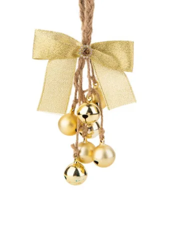 Украшение подвесное Золотой бантик (клипса) 14x8,5x4см арт.88647 *1