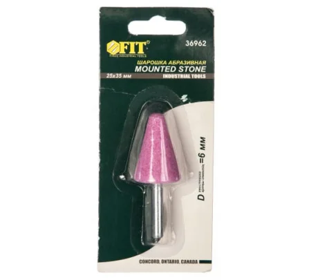 Шарошка абразивная по металлу хвостовик 6мм 25х35мм конус с закруглением Fit 36962 *1