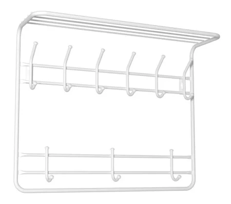 Вешалка с полкой 2х ярусная 80см 9 крючков белый