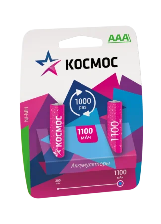 Аккумулятор AAA R03 Ni-MH BP-2 (упак 2 шт) 1000mA KOCR03NIMH (Космос)  8