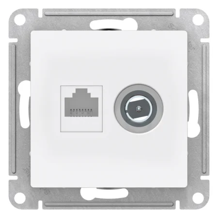 Механизм розетки компьютерной 2-м AtlasDesign RJ45 кат.5E+TV бел. SchE ATN000189