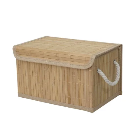 Корзина стеллажная с ручками и крышкой "Бамбук", Д380 Ш280 В220, натуральный Shan-24M