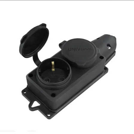 Колодка удлинителя 2-м каучук IP44 с заземл. компакт с заглушками 1788 UNIVersal *1/30