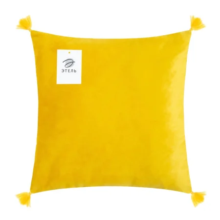 Наволочка декоративная Этель цвет жёлтый с кисточками 45х45см полиэстер велюр 6906464 *1