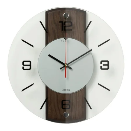 Часы настенные "Классика" стеклянные круглые с МДФ, d=34 см Рубин 3435-002 *1