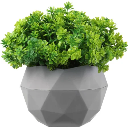 Кашпо д/цветов пласт. "Топаз" 0,45л серый жемчуг с декоративной зеленью КШ-0035 (La Decoro) *1