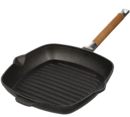 Сковорода-гриль Гардарика 26см h 45 чугунная со съемной деревянной ручкой 0626 *1