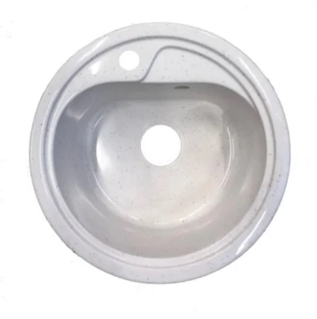 Мойка иск. камень белая глянцевая 440х190мм кварцевая круглая AG1C8 (Agata)