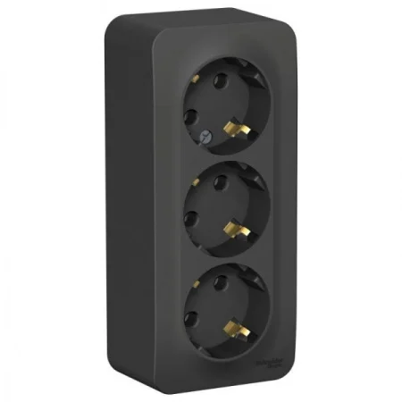 Розетка 3-м ОП BLANCA 16А 250В без шторок без заземл. изол. пласт. антрацит SchE BLNRA000316