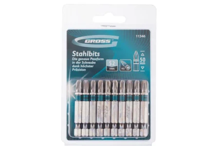 Бита РZ3х50мм сталь S2 хвостовик Е 1/4" магнитная уп-10шт Gross 11346 *1/60