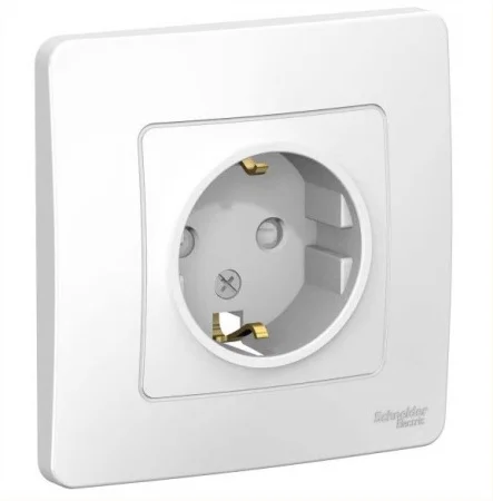 Розетка 1-м СП BLANCA 16А 250В защ. шторки с заземл. бел. SchE BLNRS001111