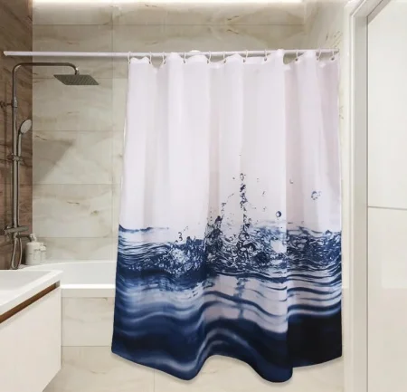 Штора для ванной полиэстер 180x180см всплеск воды Сантис LUXE PЕ-301