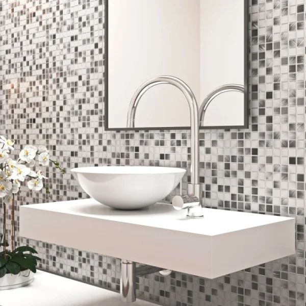 Панель ПВХ 0,3 мозайка на клеевой основе Сатин