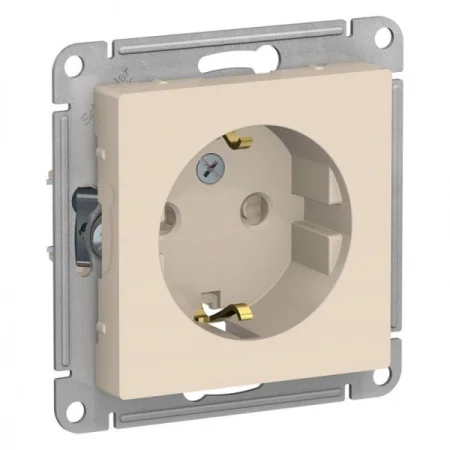 Механизм розетки 1-м СП AtlasDesign 16А с заземл. защ. шторки беж. SchE ATN000245