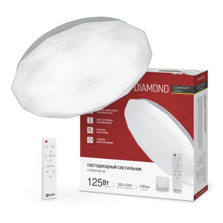 Светильник светодиодный COMFORT DIAMOND 125Вт 3000-6500К 10000лм 230В 500х105мм с пультом ДУ 4690612