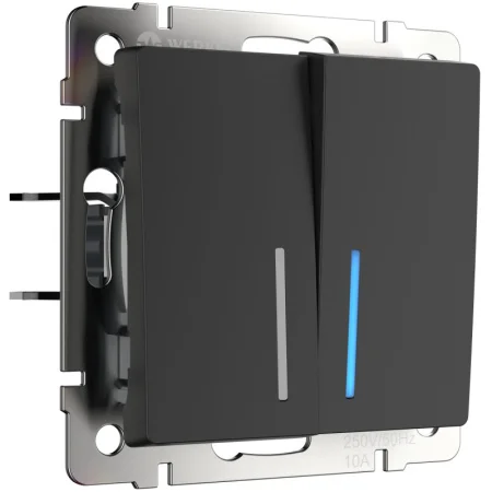 Выключатель Werkel двухклавишный с подсветкой (черный матовый) W1120108