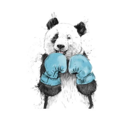 Картина на холсте "Панда в боксе" 40х50см kt45-13249 *1