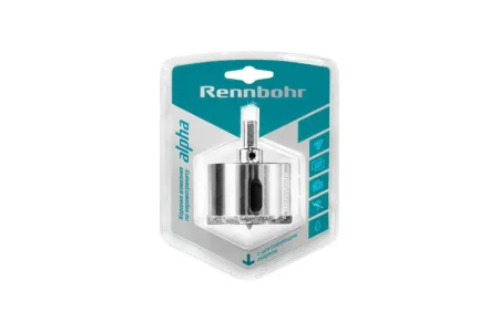 Коронка алмазная по керамограниту и керамике с центр. сверлом 100мм трехгранный хвостовик Rennbohr 6