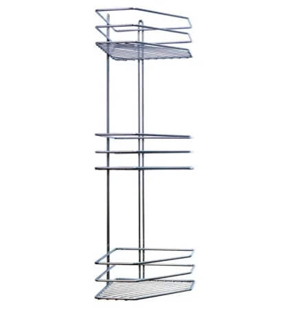 Полка угловая 3-яр трапеция хром 20х20х66см П0001564