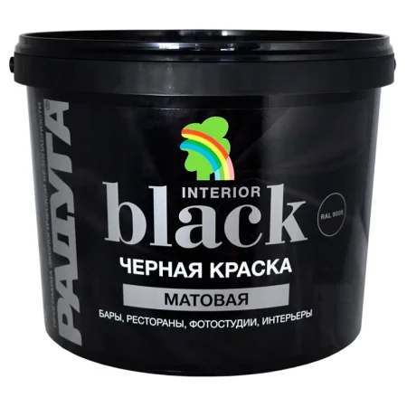 Краска ВД-АК 26 Радуга Black черная матовая 9 л