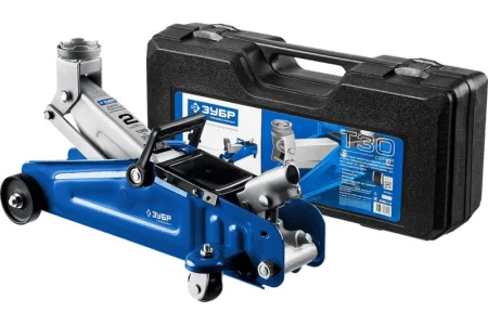 ЗУБР  Т-30-K, 2 т, 135 - 330 мм, подкатной гидравлический домкрат в кейсе, Профессионал (43053-2-K)