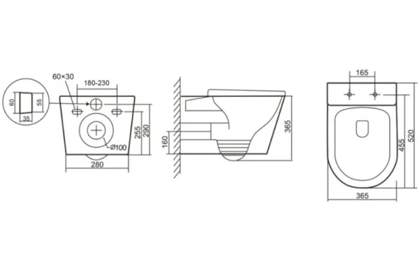 Унитаз подвесной Iberica Blanca Burgos Alto IB.BRA.231.1B1 безободковый белый