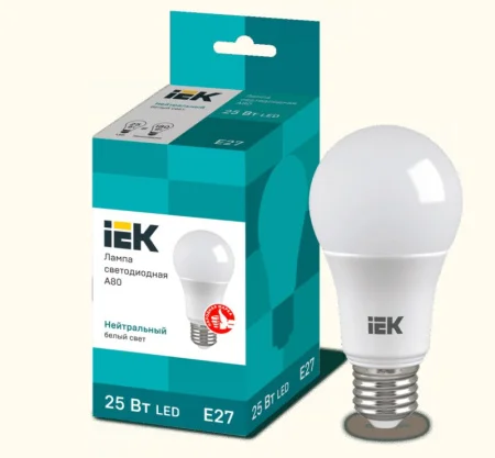 Лампа светодиодная 25Вт A80 шар 4000К нейтр. бел. E27 230В IEK LLE-A80-25-230-40-E27